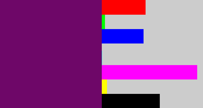 Hex color #6e0768 - rich purple