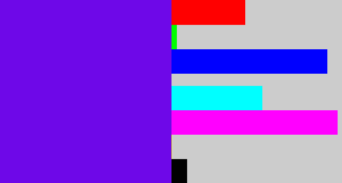 Hex color #6e08e8 - blue violet