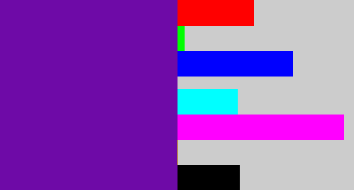 Hex color #6e0aa7 - purple