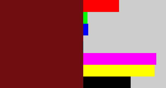 Hex color #6e0d0f - reddy brown