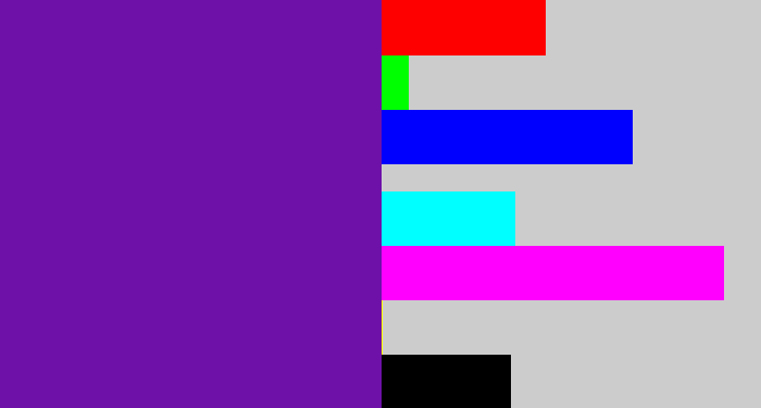 Hex color #6e11a9 - purple