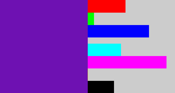 Hex color #6e11b2 - purple