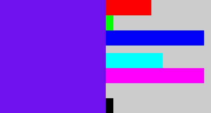 Hex color #6e11ed - purply blue