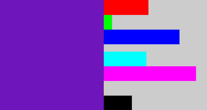 Hex color #6e15bb - purple/blue