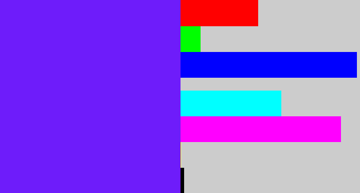 Hex color #6e1cfa - purplish blue