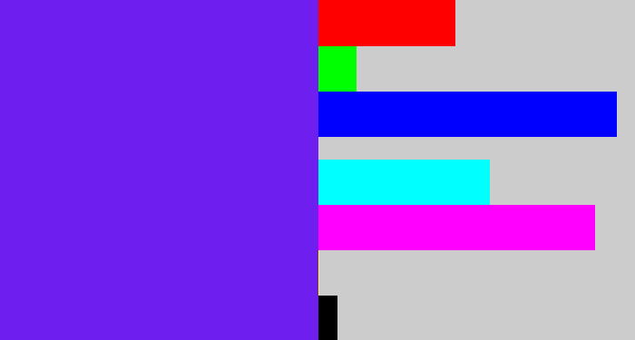 Hex color #6e1fef - purply blue