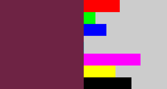 Hex color #6e2344 - purple brown