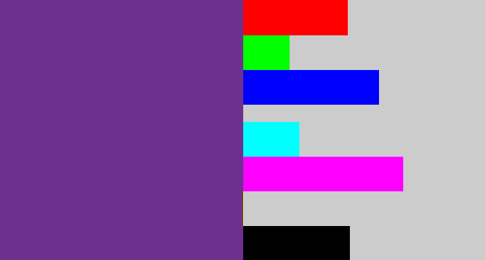 Hex color #6e308e - purple