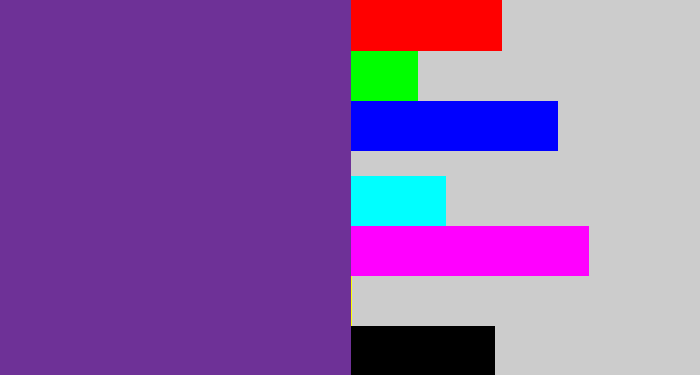 Hex color #6e3197 - purple