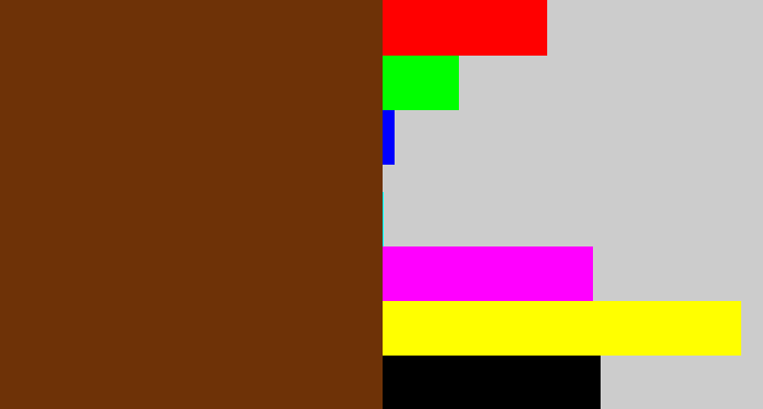 Hex color #6e3207 - brown