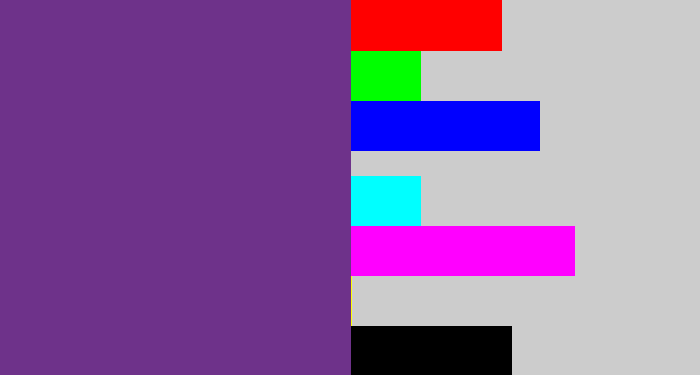 Hex color #6e328a - purple