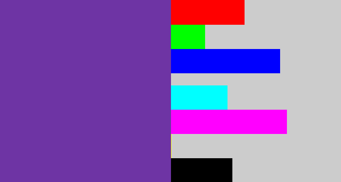 Hex color #6e34a4 - purple