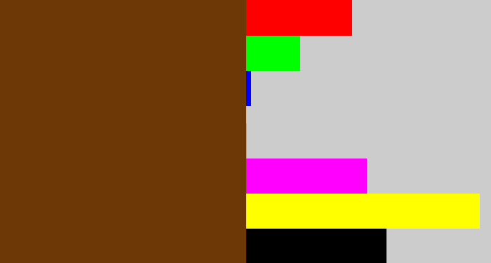 Hex color #6e3806 - brown