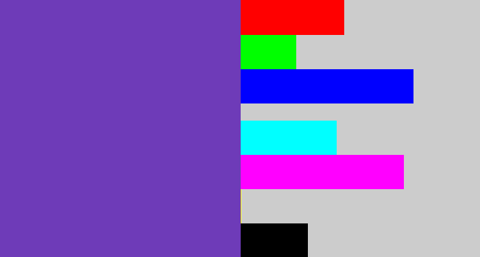 Hex color #6e3bb8 - bluey purple
