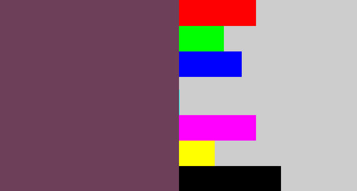 Hex color #6e3f58 - brownish purple