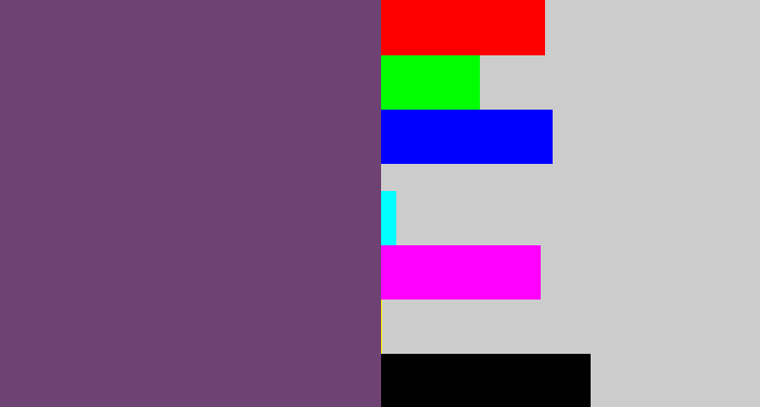 Hex color #6e4272 - dirty purple