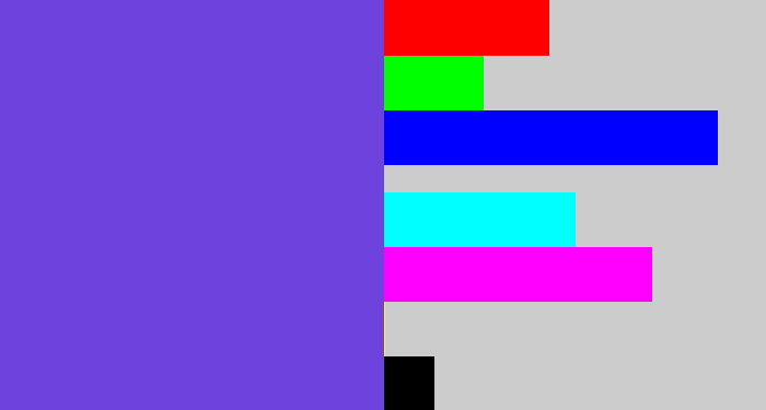 Hex color #6e43dd - bluish purple