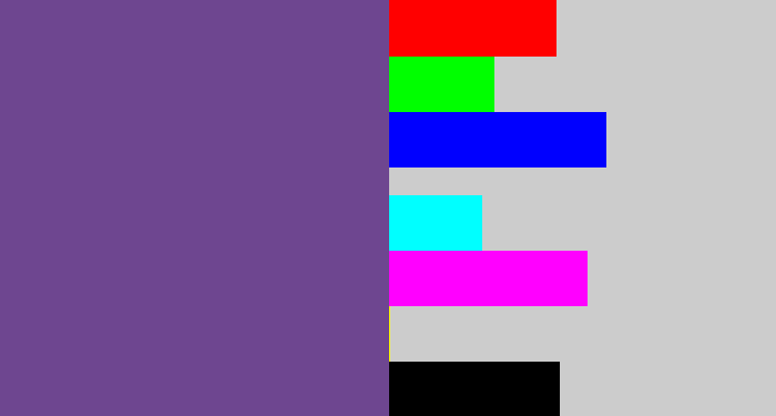 Hex color #6e4690 - muted purple