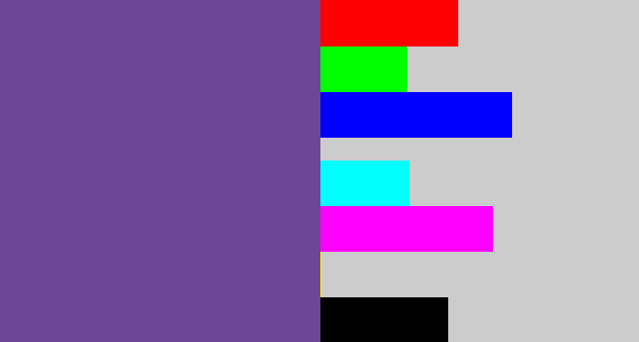 Hex color #6e4698 - muted purple