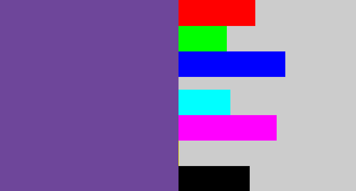 Hex color #6e469a - muted purple