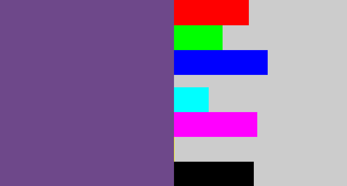 Hex color #6e488a - muted purple