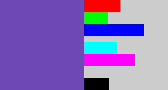 Hex color #6e48b5 - bluey purple