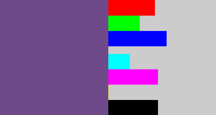 Hex color #6e4a8a - muted purple