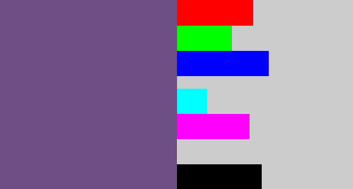 Hex color #6e4e84 - muted purple