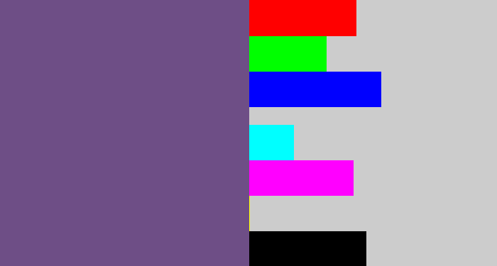Hex color #6e4e86 - muted purple