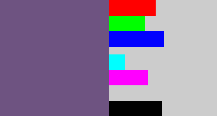 Hex color #6e5381 - muted purple