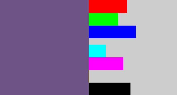 Hex color #6e5387 - muted purple