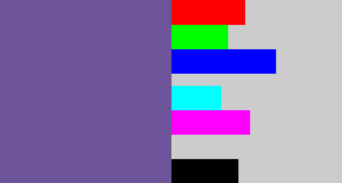 Hex color #6e549b - muted purple