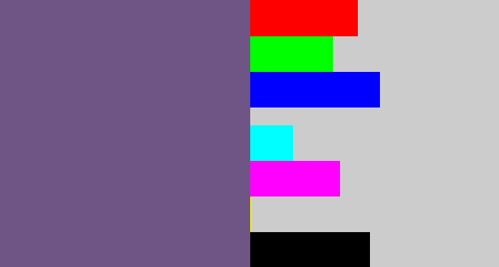 Hex color #6e5585 - muted purple