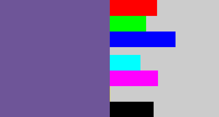 Hex color #6e5598 - muted purple