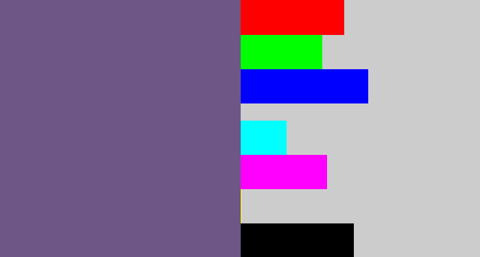 Hex color #6e5687 - muted purple