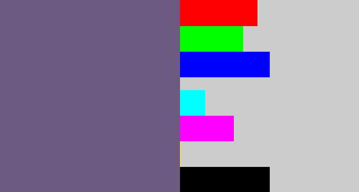 Hex color #6e5980 - purplish grey