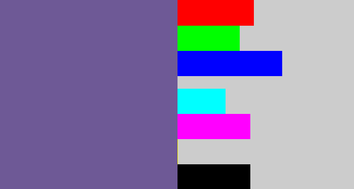 Hex color #6e5996 - muted purple