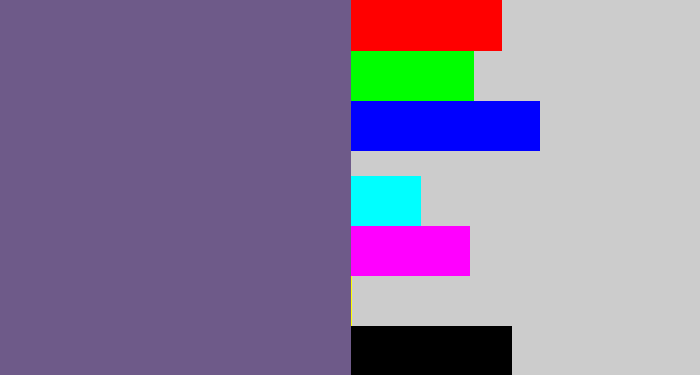 Hex color #6e5a89 - muted purple