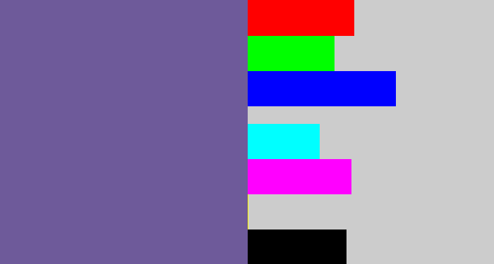 Hex color #6e5a9a - muted purple