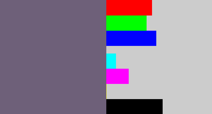 Hex color #6e6079 - purplish grey