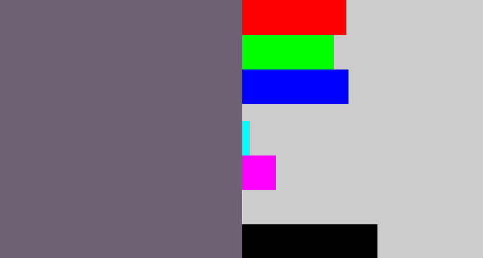 Hex color #6e6171 - purplish grey