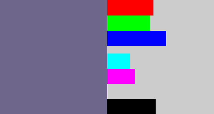 Hex color #6e678b - purplish grey