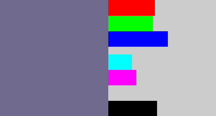 Hex color #6e698d - purplish grey