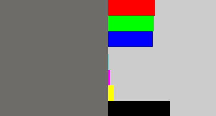 Hex color #6e6c69 - slate grey