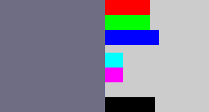Hex color #6e6d84 - purplish grey