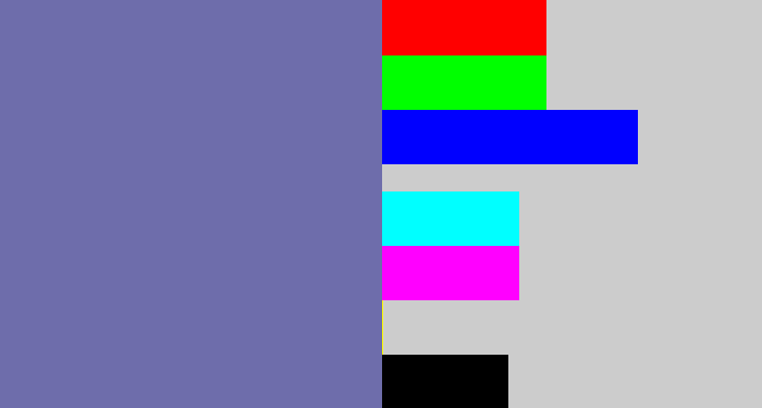 Hex color #6e6dab - greyish blue