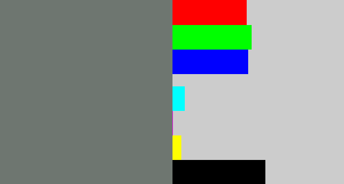 Hex color #6e7670 - medium grey
