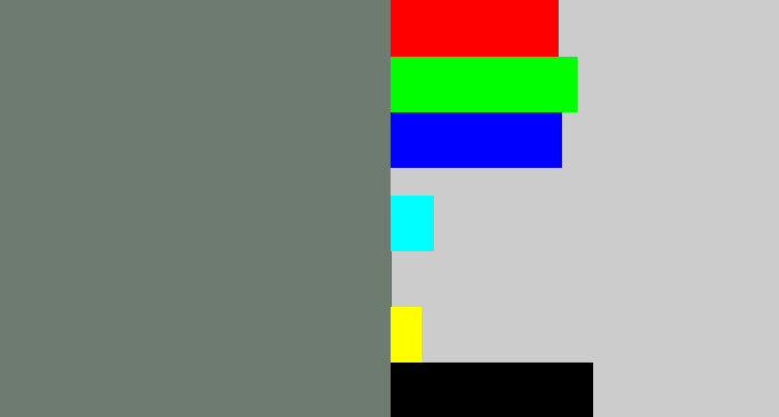 Hex color #6e7b71 - medium grey