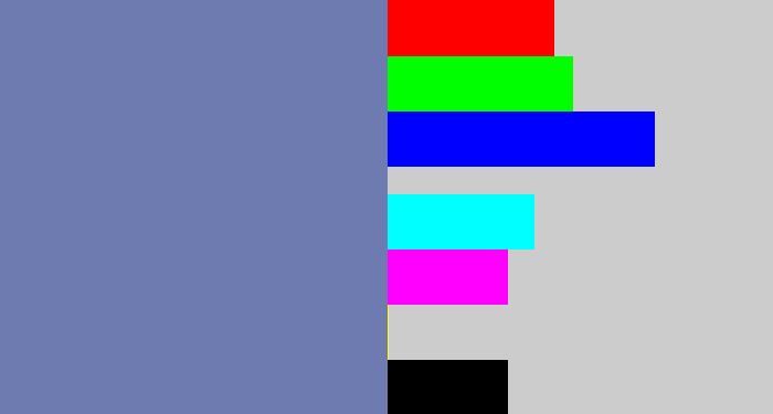Hex color #6e7bb1 - grey blue