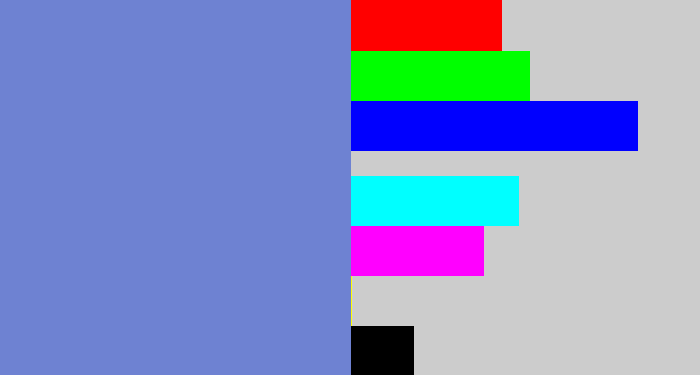 Hex color #6e82d2 - faded blue